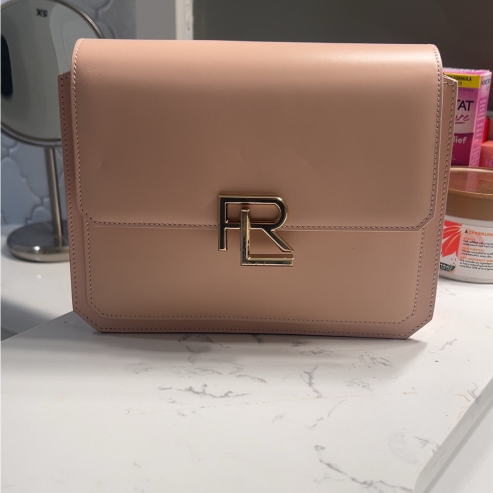 Pink Ralph Lauren Calfskin Crossbody Bag